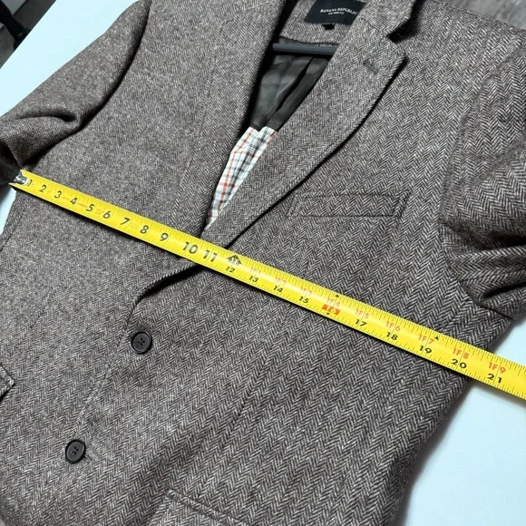 Banana Republic Herringbone wool brown blazer jacket 42 R tailored fit - Picture 13 of 13